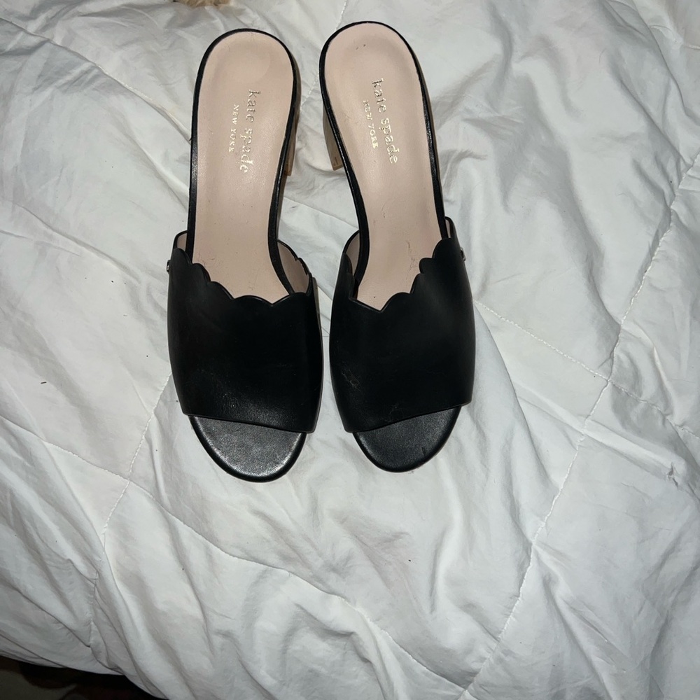 Kate Spade Warren Black Scalloped Mules